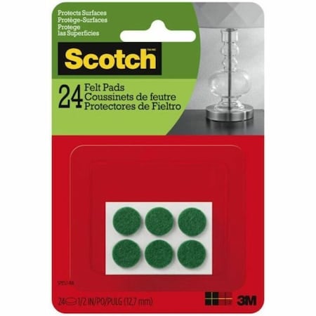 Scotch SelfStick Felt Pads SP852NA, Grn, .5, PK24 SP852NA