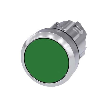 Siemens Pushbutton, 22 mm, round, metal, shiny, green, pushbutton, flat 3SU1050-0AB40-0AA0-ZY13