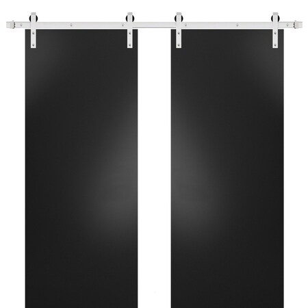 Sartodoors Sturdy Double Barn Door with Hardware, Planum 0010 Black Matte, 13FT Rail Hangers Heavy Set, Modern PLANUM0010DB-S-BLK-36 x 84 (2* 18x84)