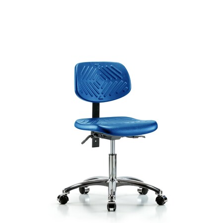 Blue Ridge Ergonomics Poly Chair Chrome, Desk, Casters, Blue BR-PDHCH-CR-T0-A0-CC-BLU