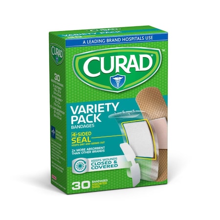 Medline CURAD Assorted Bandages Variety Pack, 30 Count, 24PK CUR47443RB
