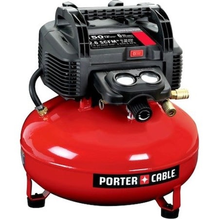 Porter-Cable Portable Air Compressor, Oil Free, 6 gal, Pancake, 0.8 hp, 120V AC PXCM2002