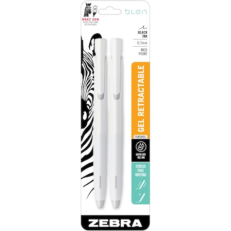 Blen Retractable Ballpoint Pen, 0.7 mm, PK2 41402