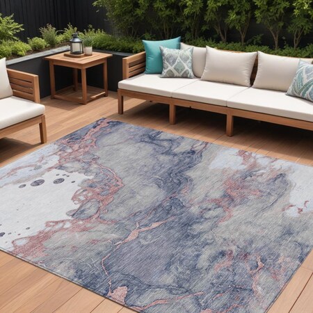 Homeroots 8' X 10' Blush And Gray Abstract Washable Indoor Outdoor Area Rug 631876