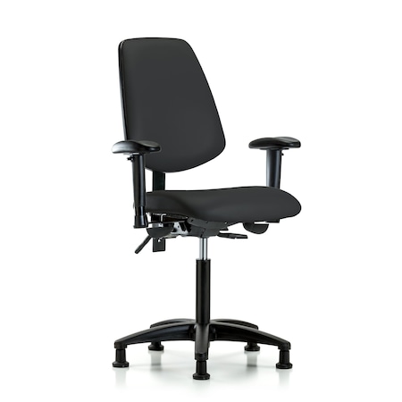 Blue Ridge Ergonomics Medium Bench Chair Adjustable Arms, 22" to 29" Height, Vinyl, Black BR-VMBCH-MB-RG-T1-A1-NF-RG-8540