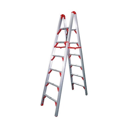 Telesteps Stepladder, 6 Steps, 7 ft H, Silver 700FLD