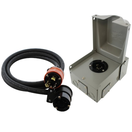 Ac Works L5-30 Inlet Kit, 50 ft 30A 125V Generator Power Inlet Box with Extension Cord EPL530KIT-050
