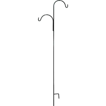 American Gardenworks 91'' Black Steel Offset Double Hanger Shepherd Hook TOF