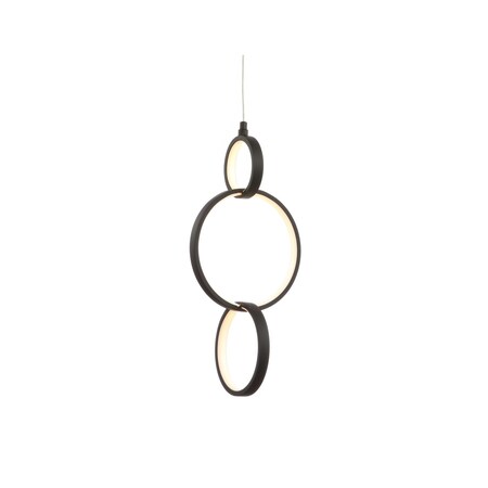 Jonathan Y Loop 7.8 in. Adjustable Integrated LED Metal Ring Pendant, Black JYL7210A