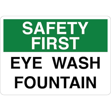 5S Supplies Safety First Sign - Eyewash Fountain V2 7in x 10in Adhesive Vinyl Sign SAFE0027 -710-AV