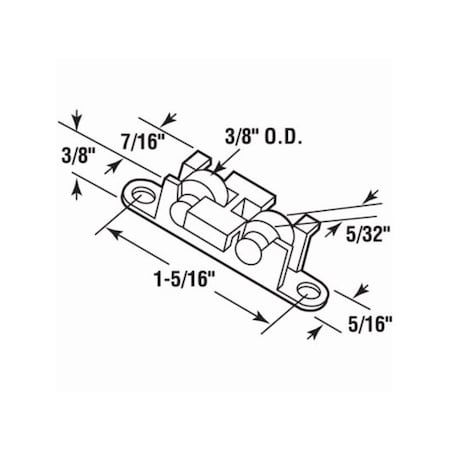 Keen 0.38 in. Plastic Flat Edge Tandem Roller Assembly, 2PK KE3845295
