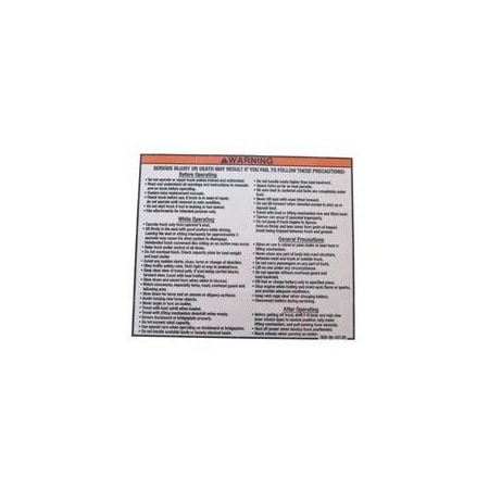 Komatsu REPLACEMENT DECAL, GENERAL OPERATING 3EB-96-A6120