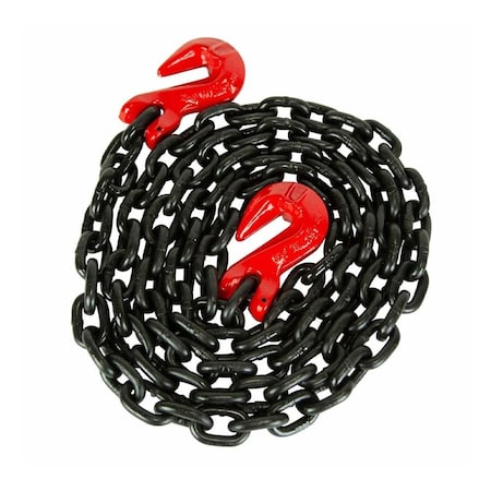 Mytee Products G80 Grade Transportation Chain w/ Grab Hooks - 3/8in x 16ft, 7100 lbs WLL Recovery CH3816-G80