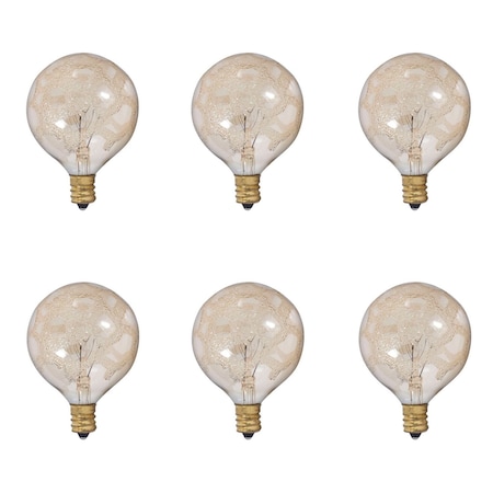 Bulbrite 40W Dimmable Amber Marble G16.5 Candelabra E12 Incandescent Bulb, 6PK 861323