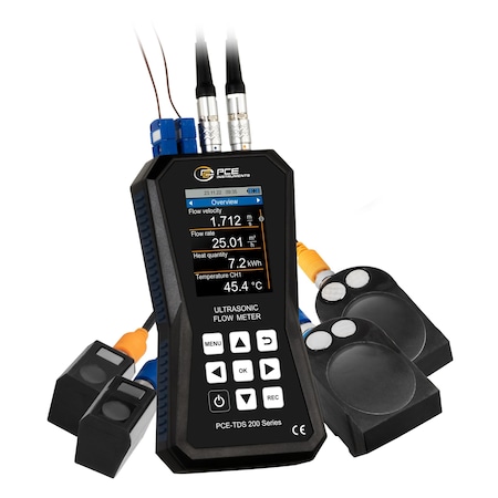 Pce Instruments Ultrasonic flow meter, +/-32 m/s with S+L sensors DN 15-6000 mm (0.6-236.2 in) PCE-TDS 200+ SL