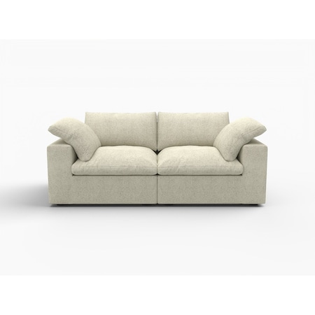 Homeroots 80in Khaki and Black Linen Blend Modular Loveseat 714576