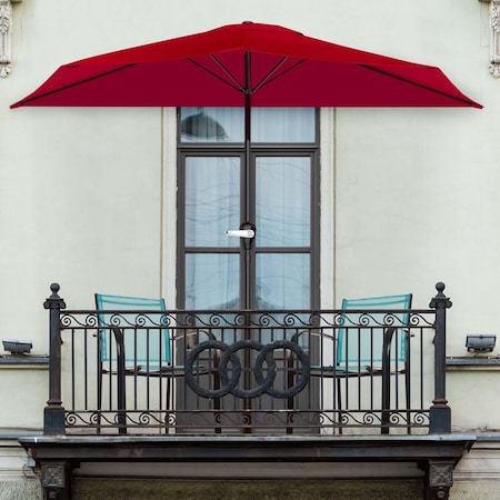 Pure Garden 9 Ft Semicircle Patio Umbrella, Red 50-145-R