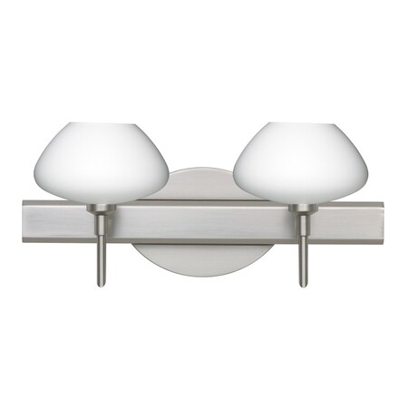 Besa Lighting Peri Vanity, Opal Matte, Satin Nickel Finish, 2x40W Halogen 2SW-541007-SN