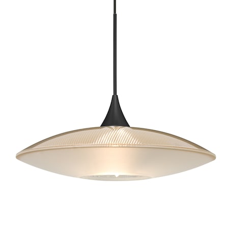 Besa Lighting Besa Spazio Pendant, Gold/Frost, Black Finish, 1x 5W LED 1XT-6294GD-LED-BK