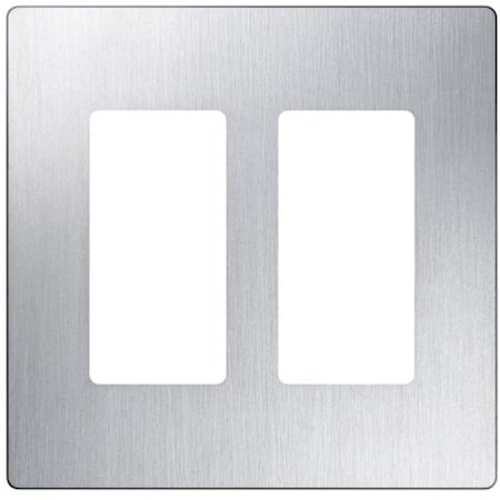Designer Wall Plates, Number of Gangs: 2 Satin Finish, Stainless Steel