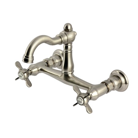 Kingston Brass Two-Handle Wall Mount Bridge Kitchen Faucet, Brushed Nickel KS3258BEX
