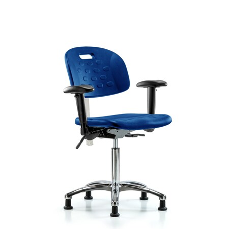 Blue Ridge Ergonomics Clean Room Chair, Adjustable Arms BR-CLR-HPMBCH-CR-T1-A1-NF-RG-BLU