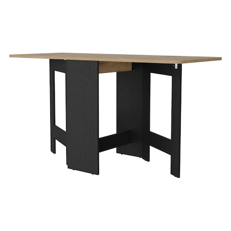 Homeroots 24" Wood Brown And Black Drop Leaf Trestle Base Dining Table 530200