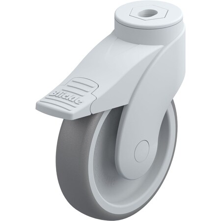 Blickle Kingpin Swivel Caster, TPR, 5", Gry, Brake LWG-TPA 126G-FI