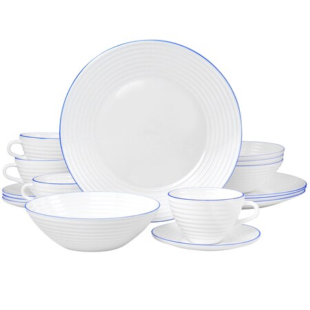 Oster Juego De Vajilla 16 Piece Opal Glass Dinnerware Set in White 130985.16