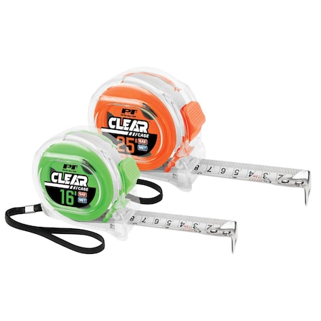 Performance Tool Clear SAE/Metric Tape Measure Set, 16 and 25 ft. W5038