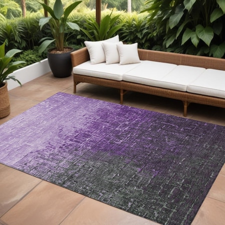 Homeroots 9' X 12' Purple And Dark Gray Ombre Washable Indoor Outdoor Area Rug 602897
