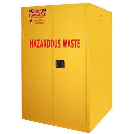 Securall Hazardous Waste Drum Storage Cabinet, 75 Gallon, 1 Shelves, 43 in W x 65 in H x 31 in D, Yellow W1075