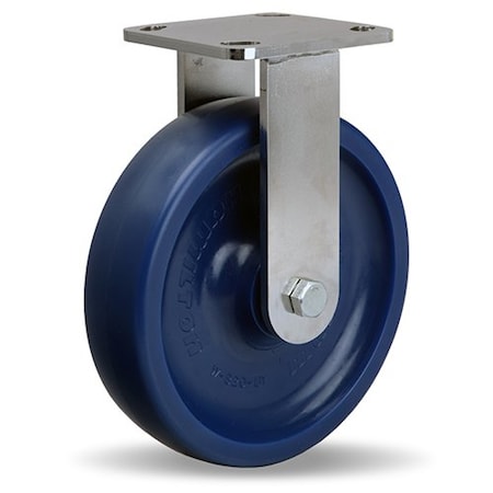 Hamilton Plte Caster, Rgd, Poly, 8 in., 1500 lb., Blu R-WHS-8UYSB