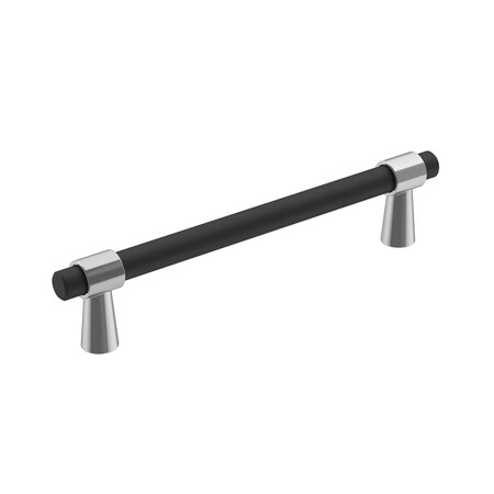 Amerock Mergence 5-1/16 in 128 mm Center-to-Center Polished Chrome/Matte Black Cabinet Pull BP36859FB26