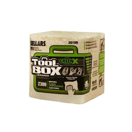 Sellars Toolbox Z300 Greenx 1/4 Fold 90Ct Natural 11.88"X13" Sht 12Cs, 12PK 20109