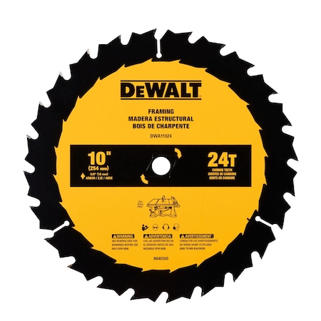 Dewalt CircularSawBlade, Carbide, Dia:10" DWA11024