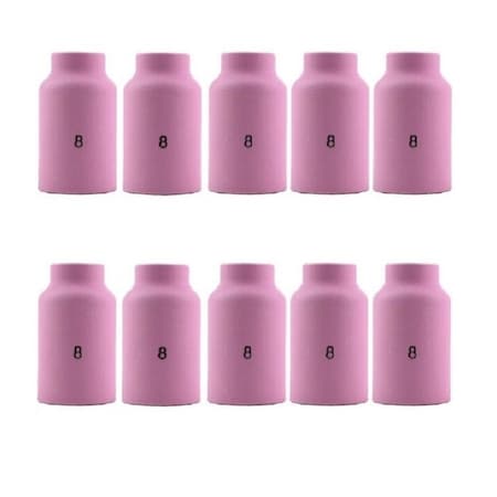 Star Tech Weld TIG Ceramic Gas Lens Ceramic Cup #8, 1/2in Cup Fit Tig 17, 18, 26, 10PK 54N14