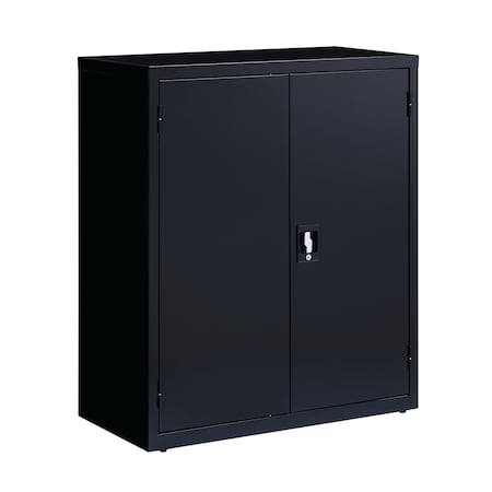 Hirsh Storage Cabinet, 42 in H, 36 in W, 18 in D, Recessed Twist, Keyed, Black, 2 Shelves 22002
