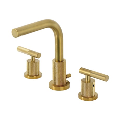 Kingston Brass Widespread Bathroom Faucet with Knurled Handle and Brass Pop-Up, Brushed Brass FSC8953KNL