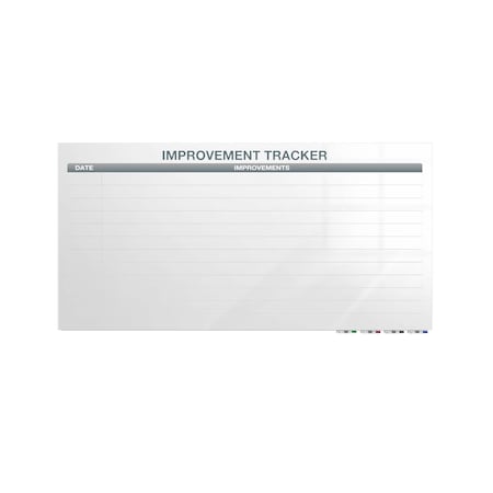 Ghent Manufacturing Aria Low Profile Glassboard, Improvement Tracker 1, Non-Magnetic, 4'H x 8'W GRPARIASN02V-48