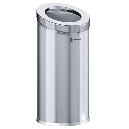 Hls Commercial 15 gal Round Trash Can, Silver, Open Top, Stainless Steel, 14.9 in HLSC04G15A