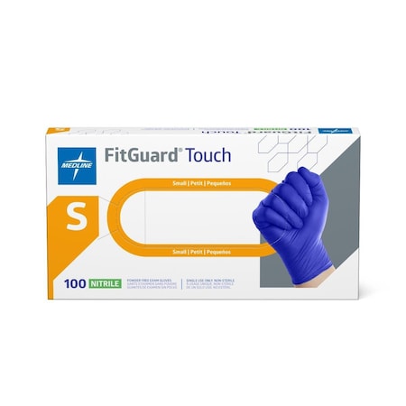 Medline FitGuard Touch Powder-Free Nitrile Exam Gloves, Size S, 100PK FG100SH