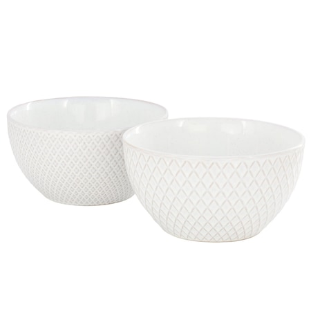 Gibson Elite Earlhart 2 Piece 6 Inch Ribbed Stoneware Cereal Bowl Set in White 750123472M