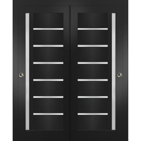 Sartodoors Sliding Closet Bypass Doors 56x96 inches Black Solid Core Modern Interior QUADRO4088DBD-BLK-5696