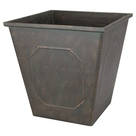 Landscapers Select Planter, 14 in Dia, 14 in H, 14 in W, 14 in D, Square, Resin, Metallic, Metallic PT-S046
