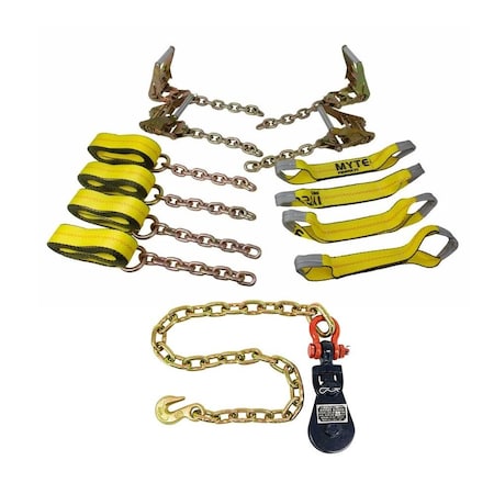 Mytee Products 2 Ton Snatch Block w/ Chain Anchor & 8-Point Rollback Tie Down System - 14ft 8TDK14CE-SB3CA-KIT