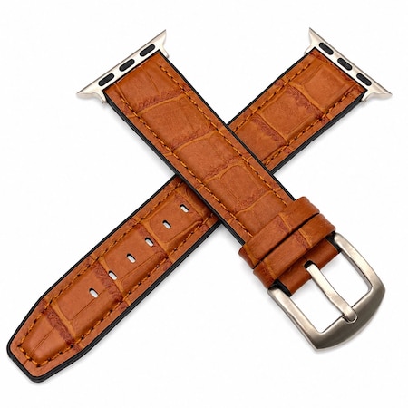 Elegani Hybrid Band Compatible with Apple Watch 41mm, Light Brown, Light Brown/Rose Gold/Yellow Gold Buckle QRALGM2-LBR-41