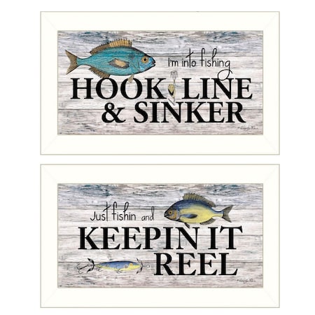 Set Of Two Fishing Combo 2 White Framed Print Wall Art, 2PK
