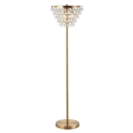 Jonathan Y Jemma 60" Crystal/Metal LED Floor Lamp, Brass Gold / Clear JYL9005B