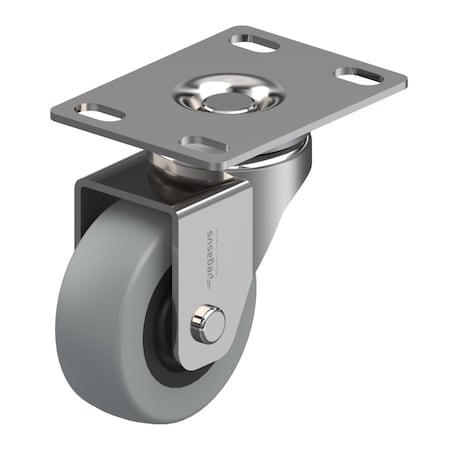 Pegasus Caster, Swivl Plate, Gray Urethane, 44 lb. P1SX-UP020G-P